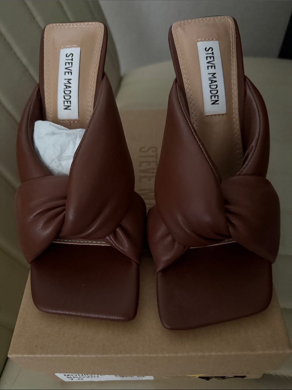 Steve Madden Monique Brown Leather Mules SZ 7